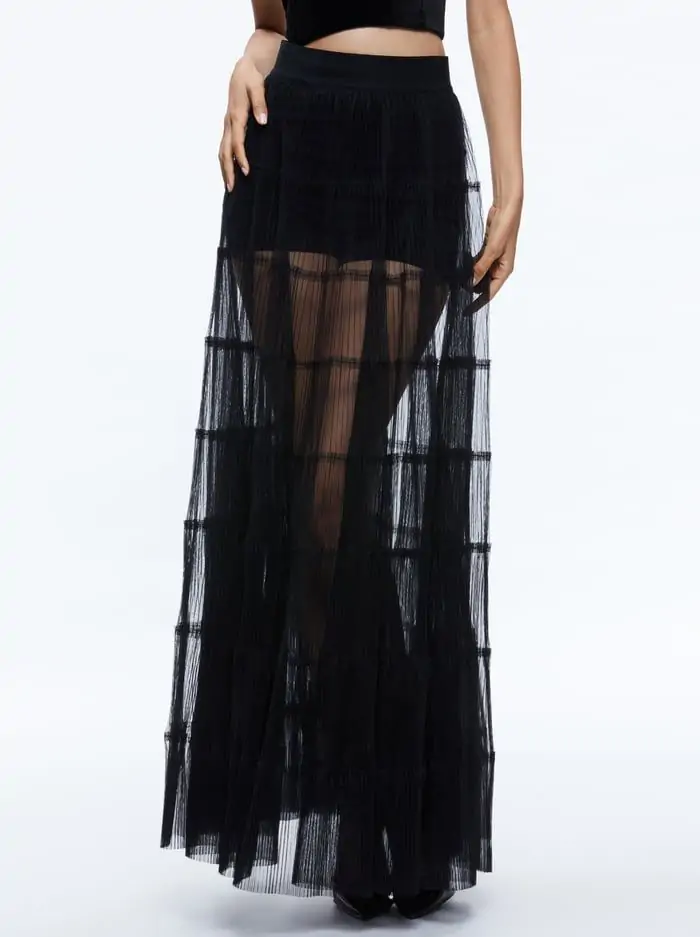 LEVON PLEATED MAXI SKIRT WITH HOT PANT